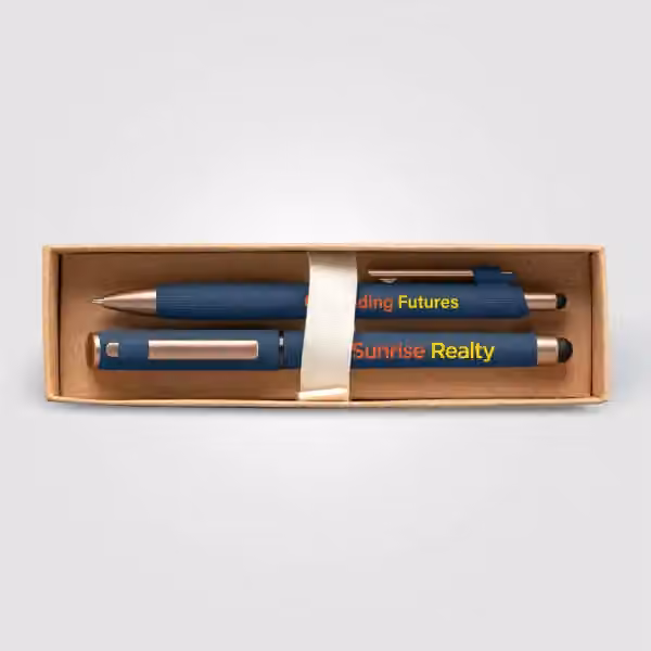 York Kugelschreiber-Geschenkset mit bronzefarbenen Akzenten aus recyceltem Kunststoff inkl. verzierter Geschenkbox