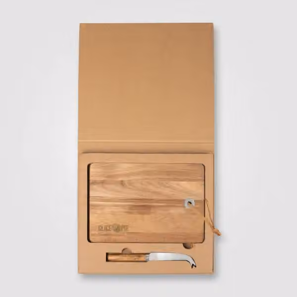 Mysa Käsemesser mit Servierbrett zum Aufhängen aus FSC®-zertifiziertem Bambusholz - 48 x15 cm