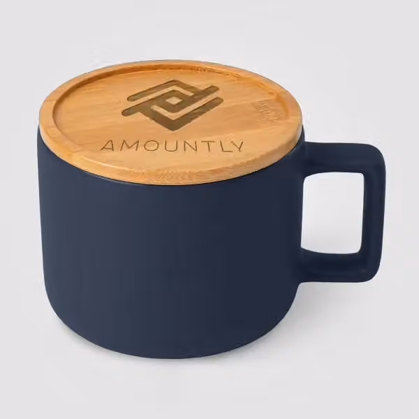 Café Virtuoso - 355 ml Keramiktasse mit Bambus-Deckel
