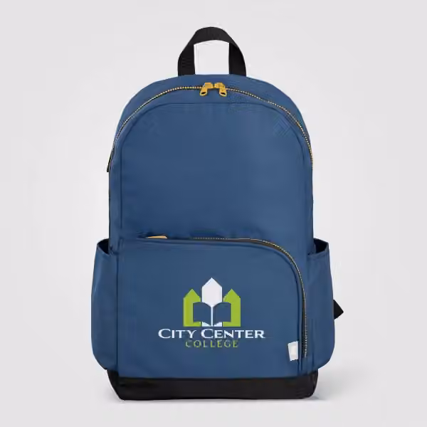 Aurelia Laptop-Rucksack mit zwei Fächern und goldfarbenem Reissverschluss für 15-Zoll-Laptops aus rPET - 20L