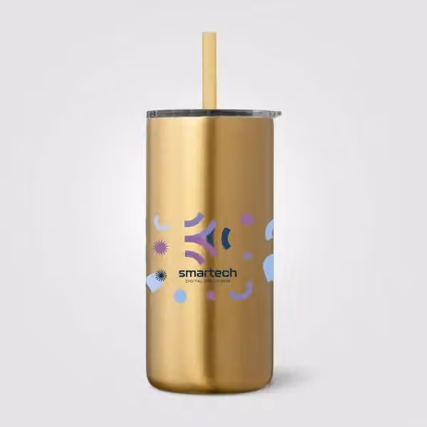 Borealis Recycling-Edelstahlbecher mit Trinkhalm - 475 ml