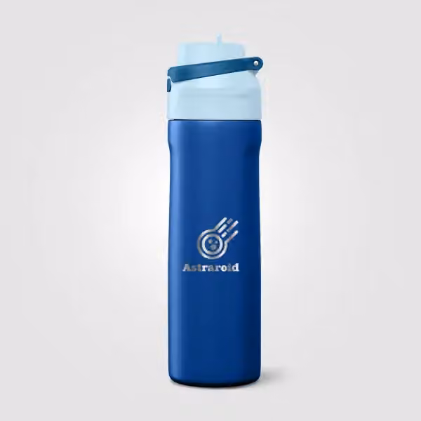 Lynk Trinkflasche mit Trinkhalm und Klappverschluss aus Edelstahl - 690 ml