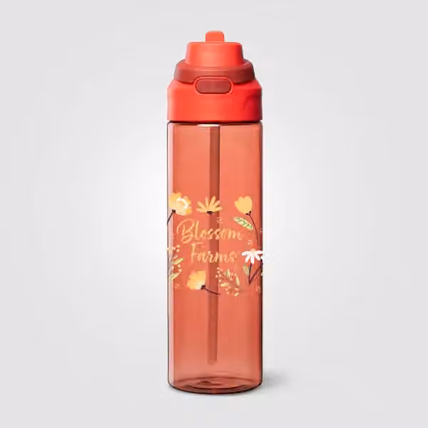 Lynk Trinkflasche mit Trinkhalm und Klappverschluss einwandig aus rPET - 830 ml