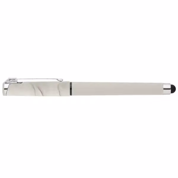 Islander Gelschreiber mit Stylus aus Kunststoff in Marmoroptik in Weiss
