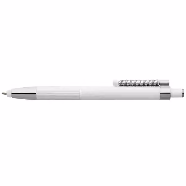 Lisbon Kugelschreiber einfarbig mit Fidget-Funktion und Stylus aus recyceltem Aluminium in Weiss