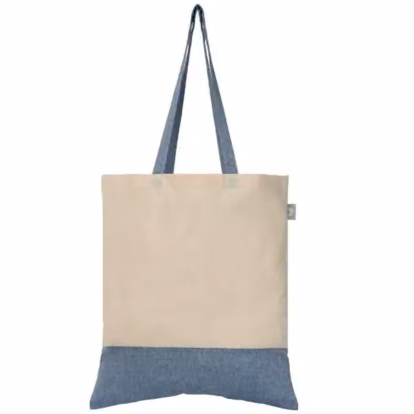 Quebec - Zweifarbige Tragetasche aus recycelter Baumwolle - 140 g/m2 in Marineblau
