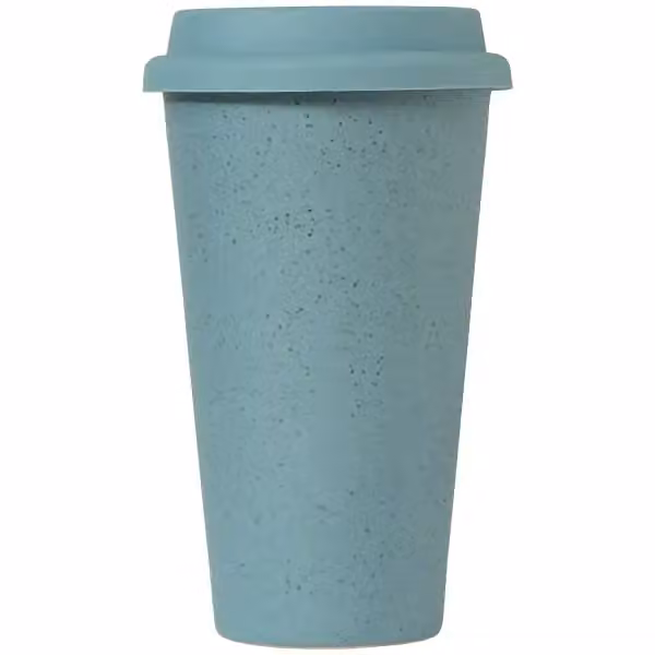 Equator Keramikbecher mit Silikon-Deckel - Doppelwandig - 265 ml in Eiskaltes Blau