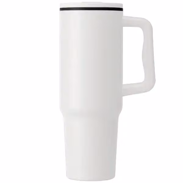 Polar Pro - 1180 ml Recycling-Edelstahlbecher mit Trinkhalm - Doppelwandig in Weiss