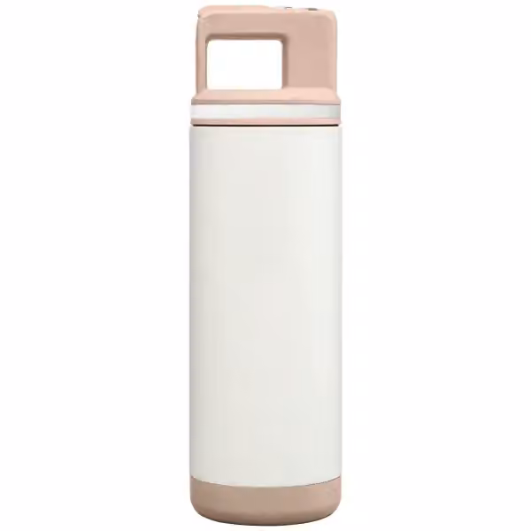 Grosche® Alpine Trinkflasche mit abnehmbarem Trinkhalm und Klappverschluss aus Edelstahl - 590 ml in Weiss