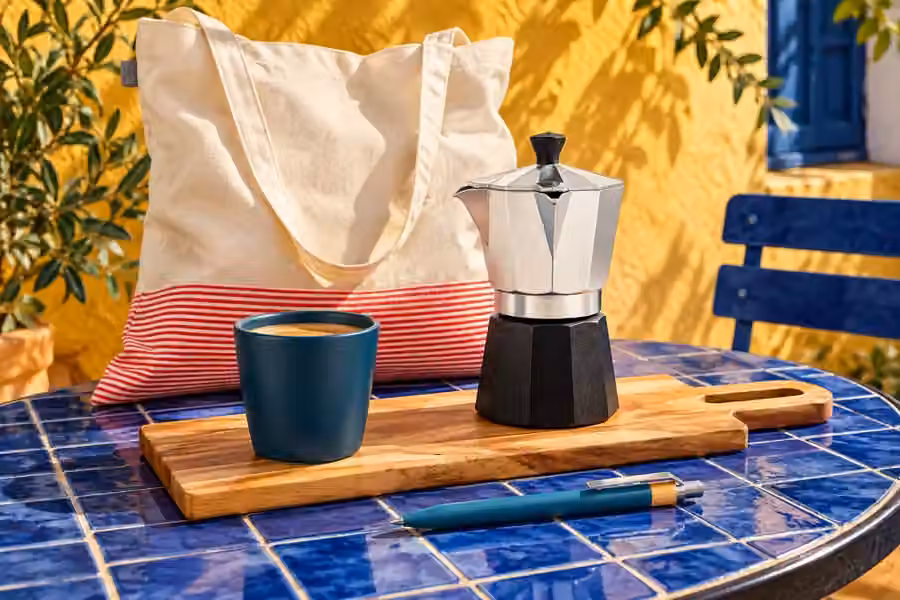 Die kleine Kaffeebar – 5 Artikel in einer farbigen Setinszenierung